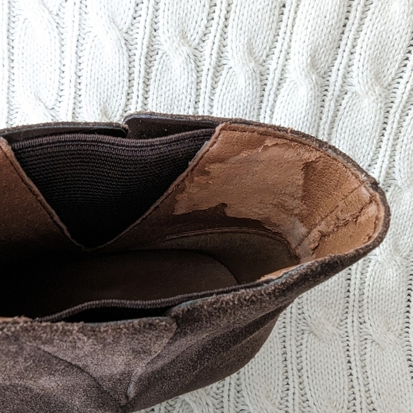 Lucky‎ Brand Benissa Leather Ankle Boots 7.5 Brown Suede Classic Bootie - Picture 12 of 13